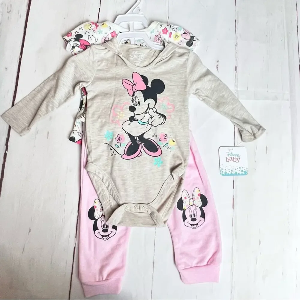 Disney Baby Three Piece Matching Floral Set Sz 12 M
